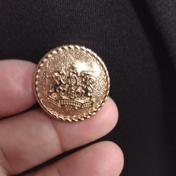 Attitude Unknown Chic Black Double-Breasted Blazer with Gold Accents - Picture 5 of 16